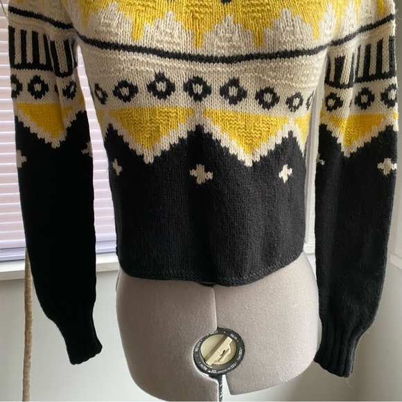 RALPH LAUREN Vintage Tribal Print Hand Knitted Sweater Black Yellow Size S - Picture 6 of 10
